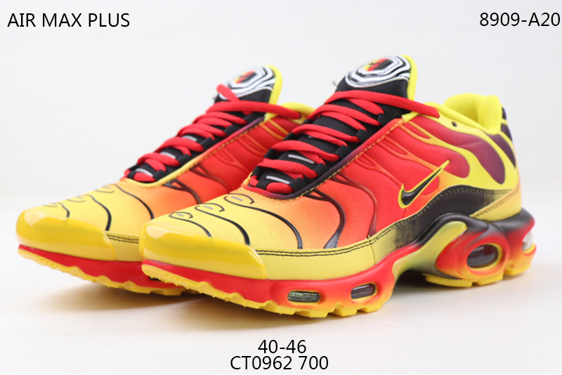 Men Nike Air Max Plus Colorful Red Yellow Black Running Shoes - Click Image to Close